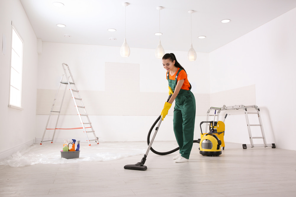 How do you get rid of construction dust from the floors?